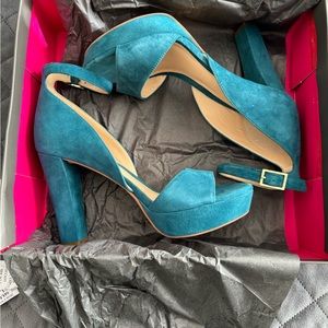 Vince Camuto open toe suede heels